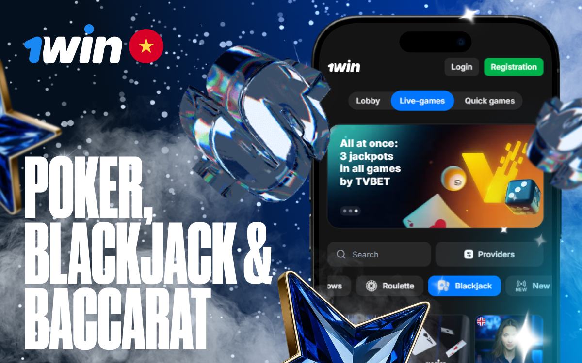 Play card games like poker, blackjack & baccarat on 1win Vietnam today!