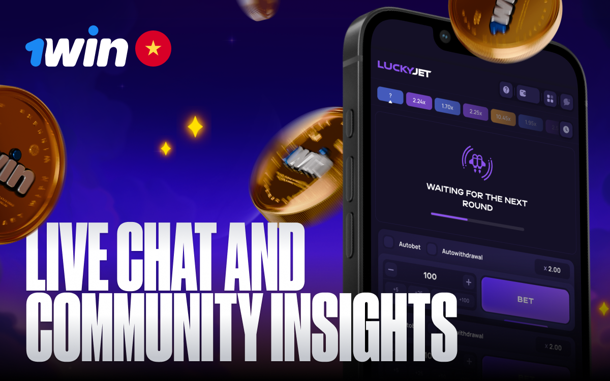 Join live chat and get community tips while playing Lucky Jet on 1win Vietnam!