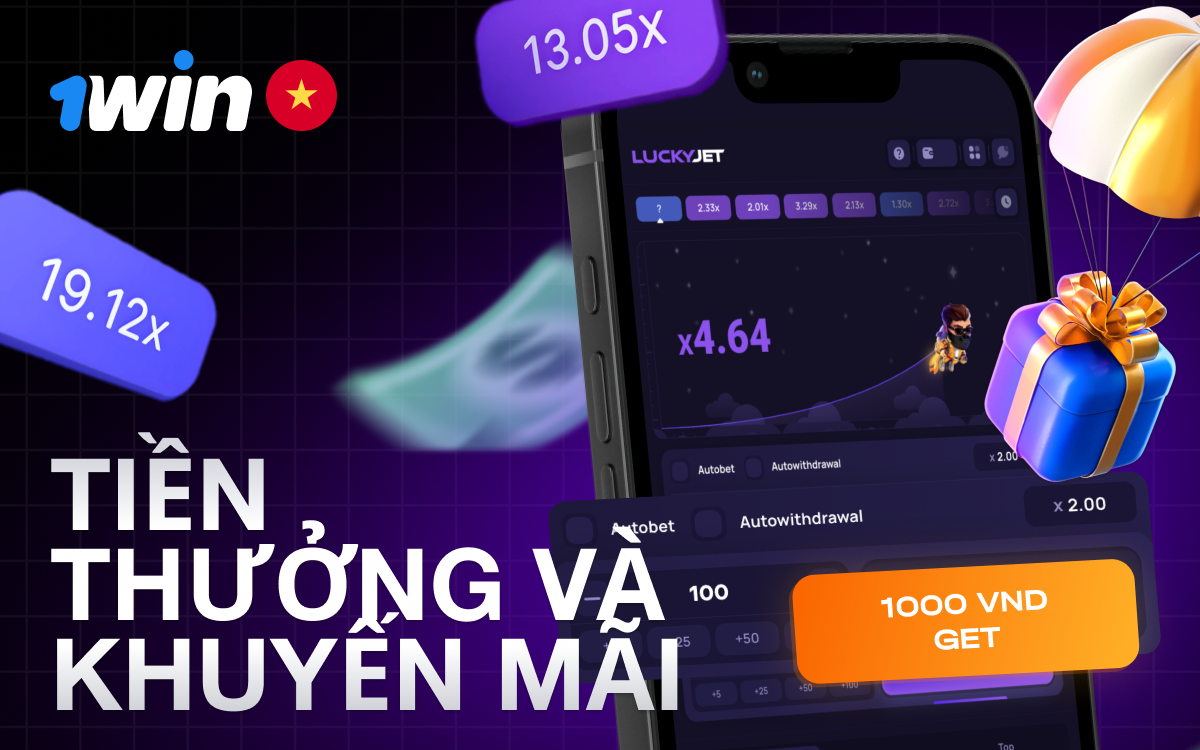 Tiền thưởng và khuyến mãi Lucky Jet tại 1win